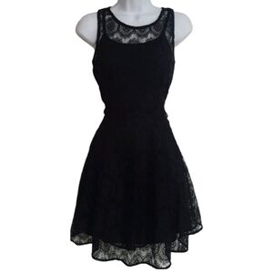 Vanity Womens Small Lace A-Line Sleeveless Black Dress Lined Zipper Closure
